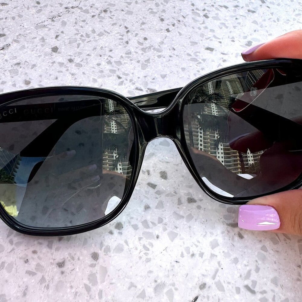 Gucci GG0022S 001 Black Black Grey Sunglasses Women - Picture 11 of 13